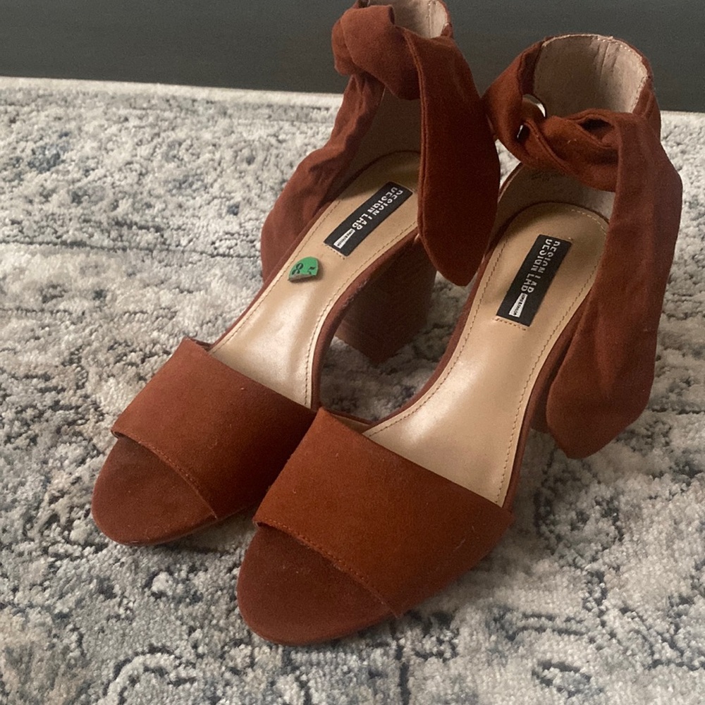 Orangey brown heels with front tie